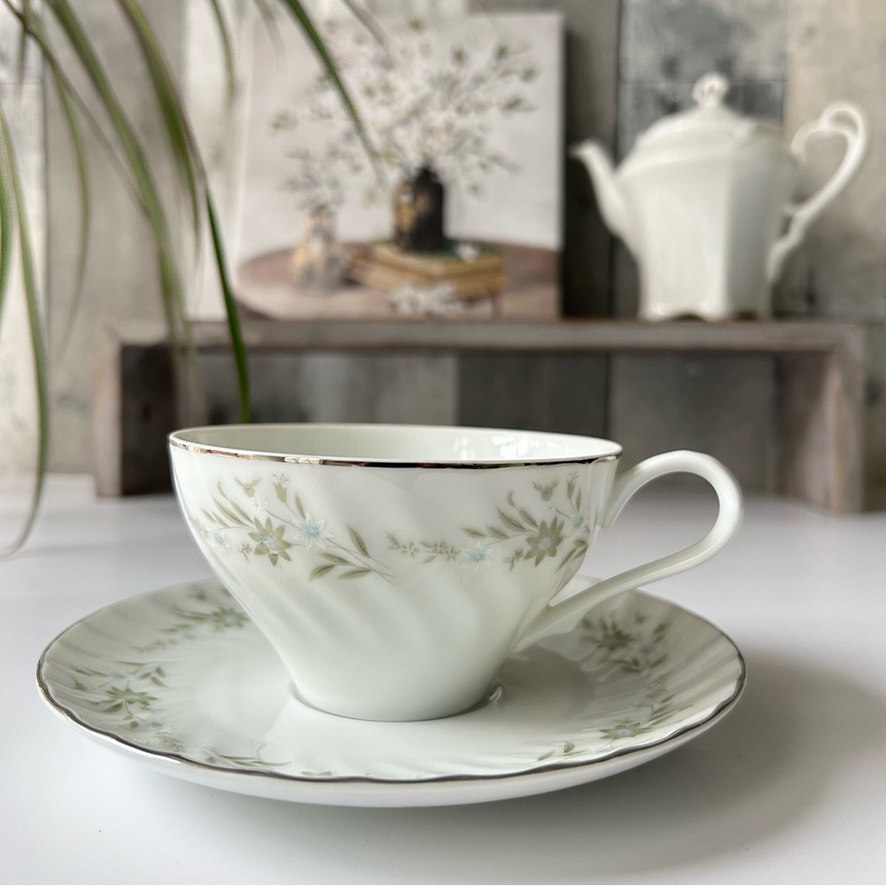 🌴Set of Vintage Coventry Fine China-Pattern Felicias #656 w/Platinum Trim |